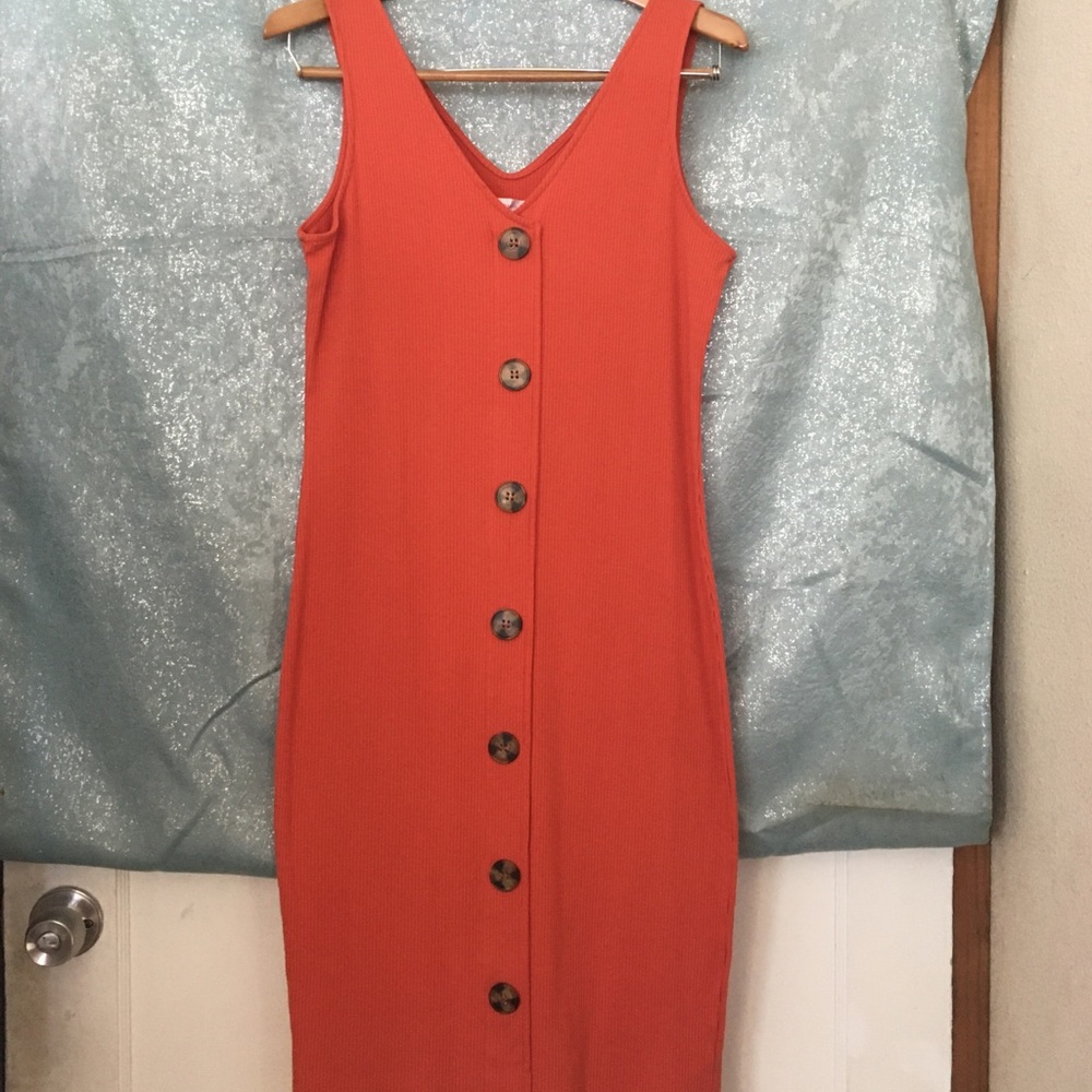 NWOT fall orange button dress